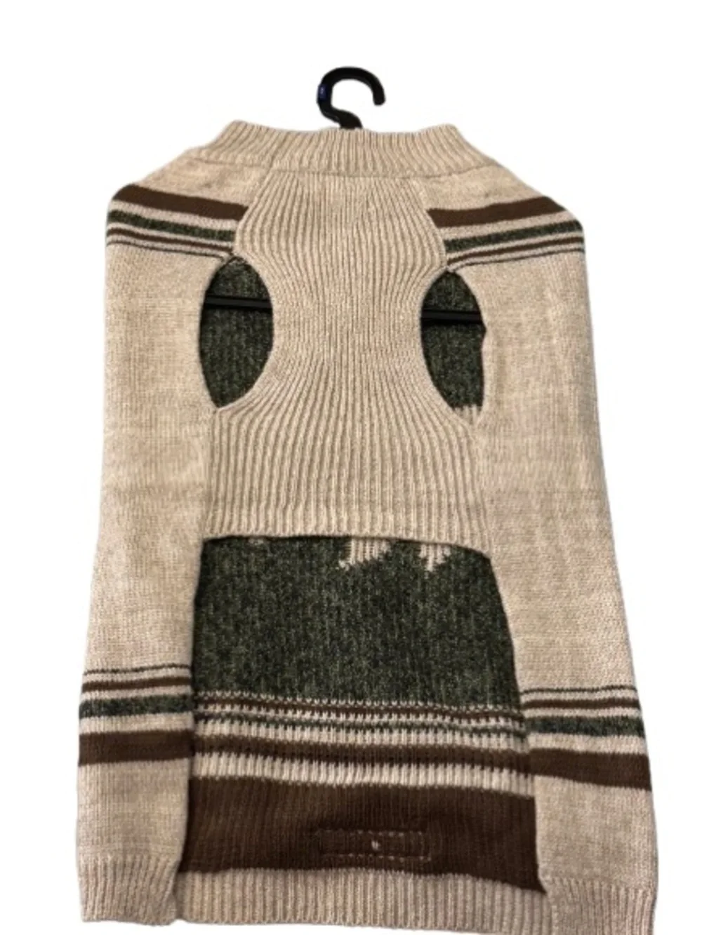Eddie Bauer Pet Salmon Fish Knit Dog Sweater XL Cream Brown Outdoor Cozy NWOT